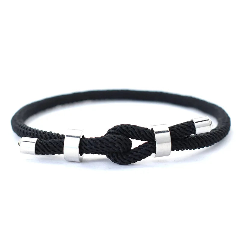 Men Bracelet Rope – Vow Adjustable Cord Bracelet in black