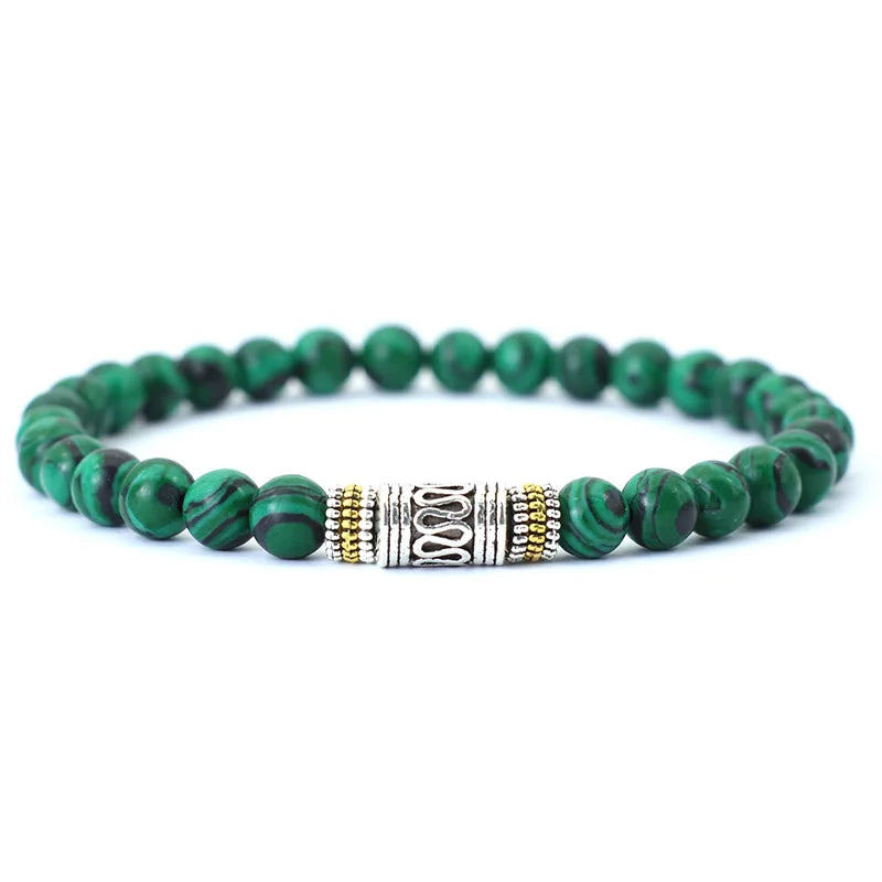 Ananda Tibetan Bead Bracelet in malachite stone