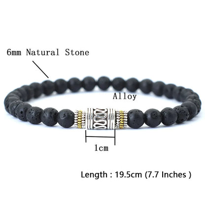 Ananda Tibetan Bead Bracelet in lava stone, 6mm bead and length specification