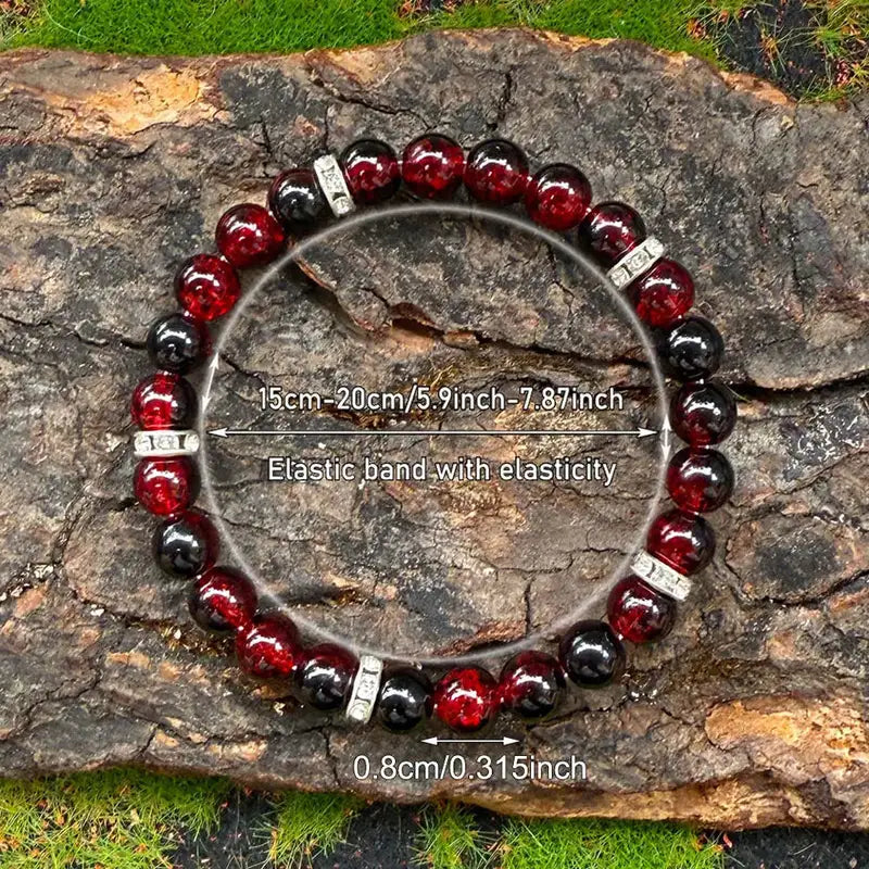 Haven Crackle Glass Bead Bracelet with elastic stretch fit size reference