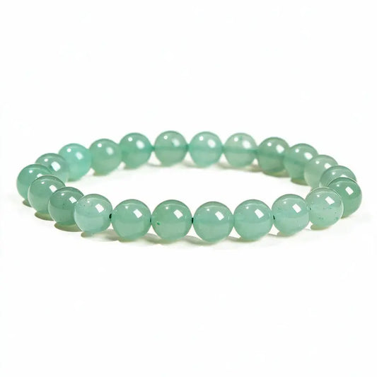 Serene Green Aventurine Bead Bracelet, white background