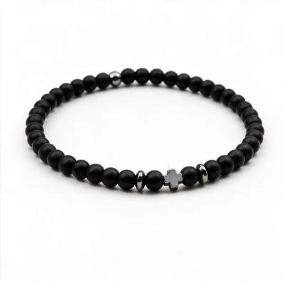 Vow Rice Bead Cross Bracelet, white background