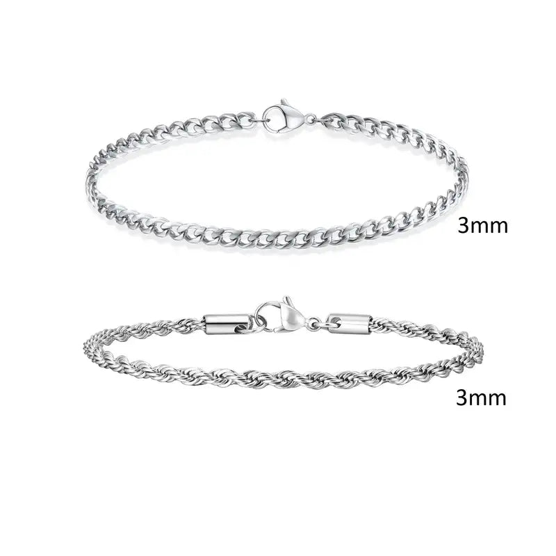 Silver chain bracelet set, Set 5