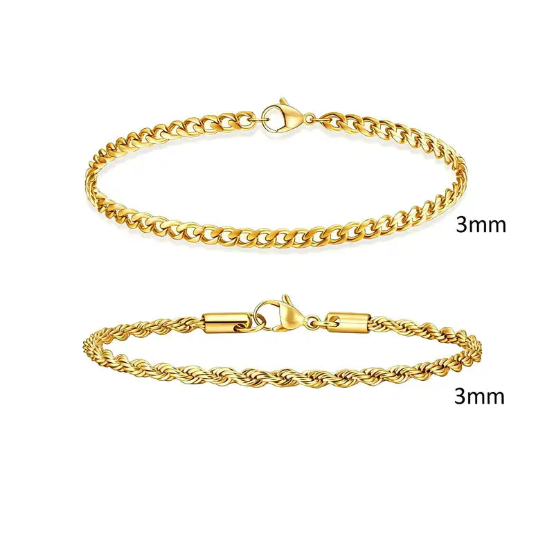 Gold chain bracelet set, Set 5