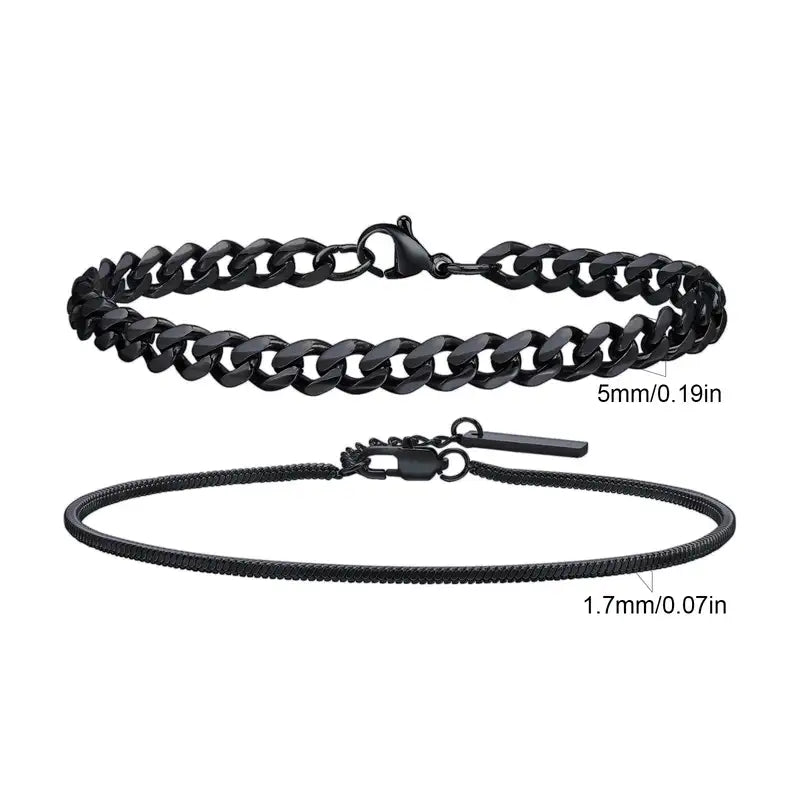 Black chain bracelet set, Set 3