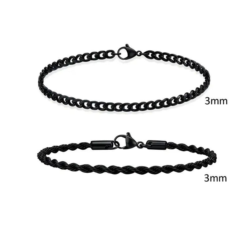 Black chain bracelet set, Set 5