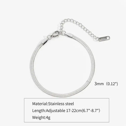 Mens Bracelet Chain – Flux Herringbone Chain Bracelet, Silver 3mm specifications: material, length and weight
