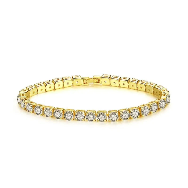 Men's Bracelet Gold – Crown Tennis Bracelet featuring brilliant cubic zirconia stones with a luxurious gold finish.