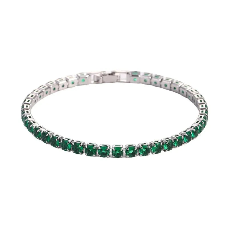 Gold tennis bracelet with brilliant cubic zirconia stones designed for sophisticated men's fashion.