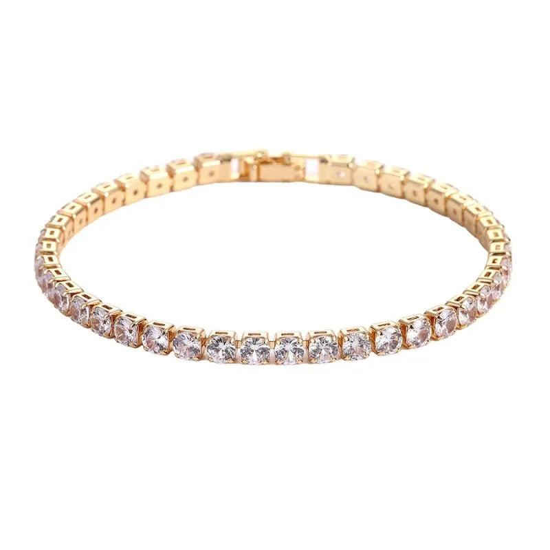 Men's Bracelet Gold – Imperial Tennis Bracelet with brilliant 4mm cubic zirconia stones and a luxurious gold finish.