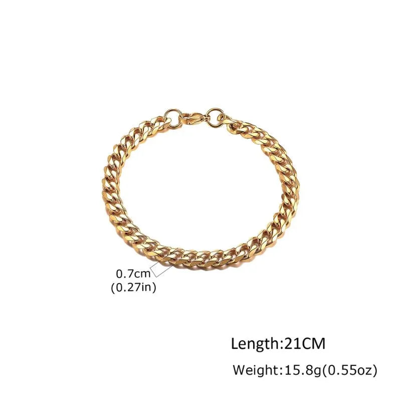 Premium gold chain bracelet designed for men with polished stainless steel construction and secure clasp.