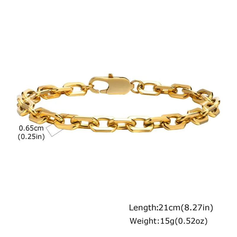 Men's Bracelet Gold designed with premium stainless steel chain links and a refined polished finish.