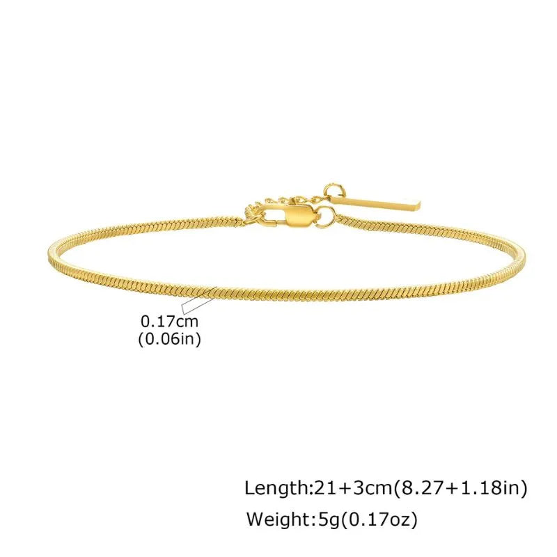 Gold diamond-shaped bar link chain bracelet with dimensions labelled: 4mm width, adjustable 18-23cm length, 16.75g weight