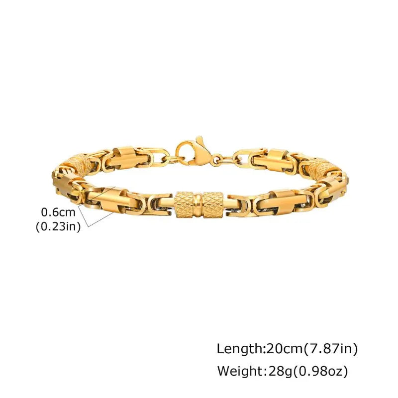 Minimalist gold chain bracelet featuring polished stainless steel construction for everyday wear.