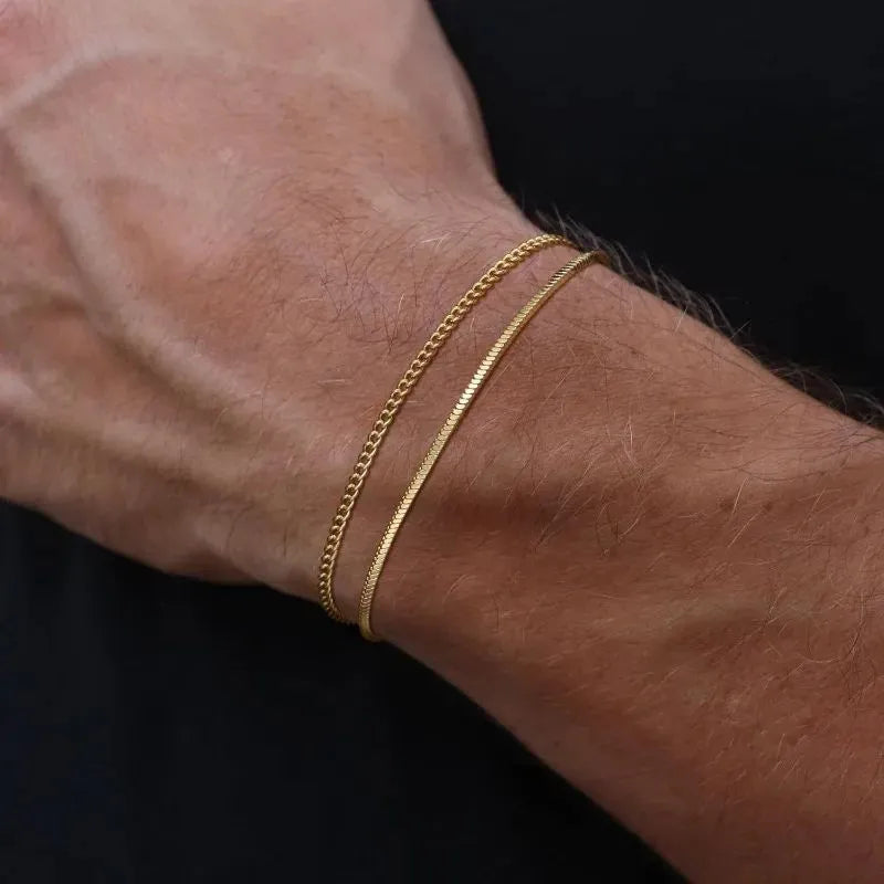 Men's Bracelet Gold – Signature Layered Bracelet Set crafted from 14K gold plated stainless steel.