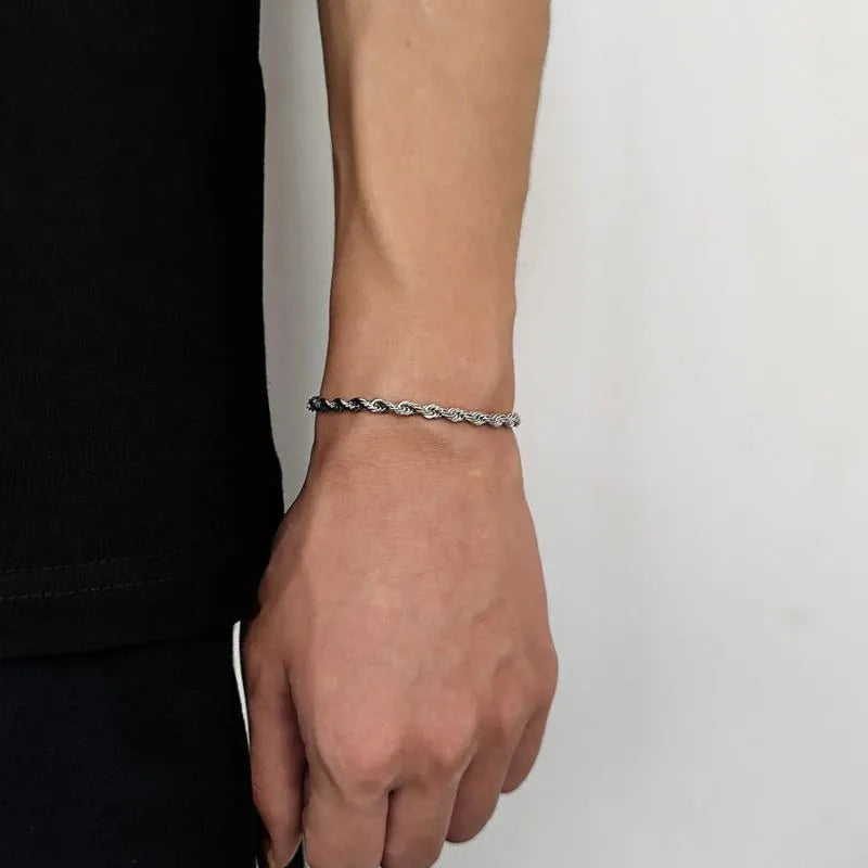 Men's Bracelet Gold with a premium rope chain that pairs perfectly with luxury watches and rings.