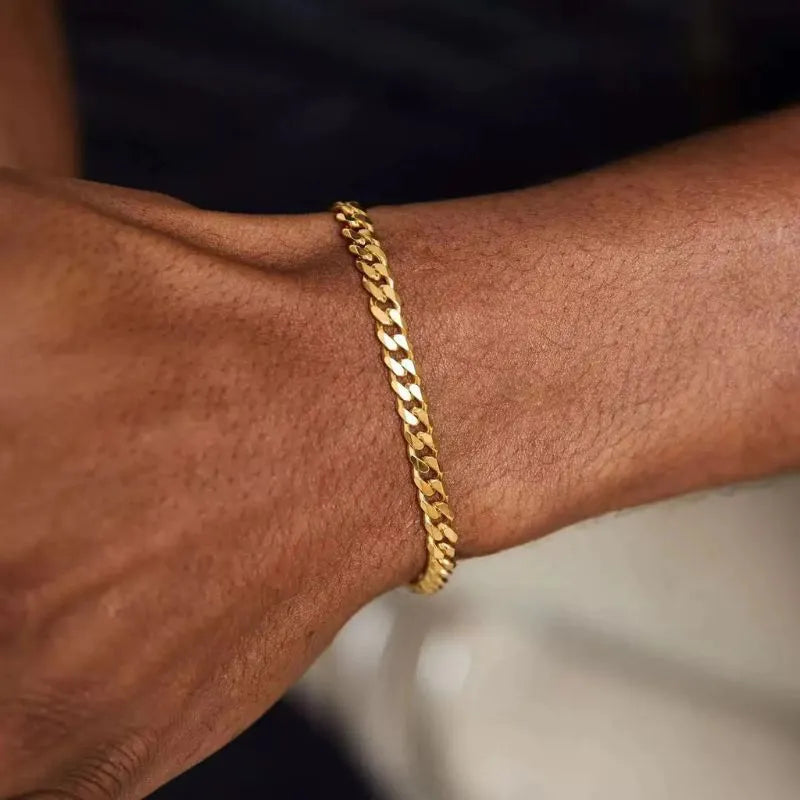 Men's Bracelet Gold – Vanguard Cuban Bracelet crafted from premium stainless steel with a polished gold finish.