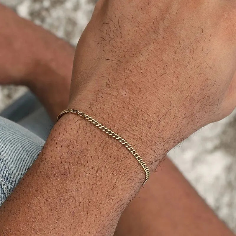 Premium gold stainless steel Cuban bracelet designed for casual, business, and formal wear.