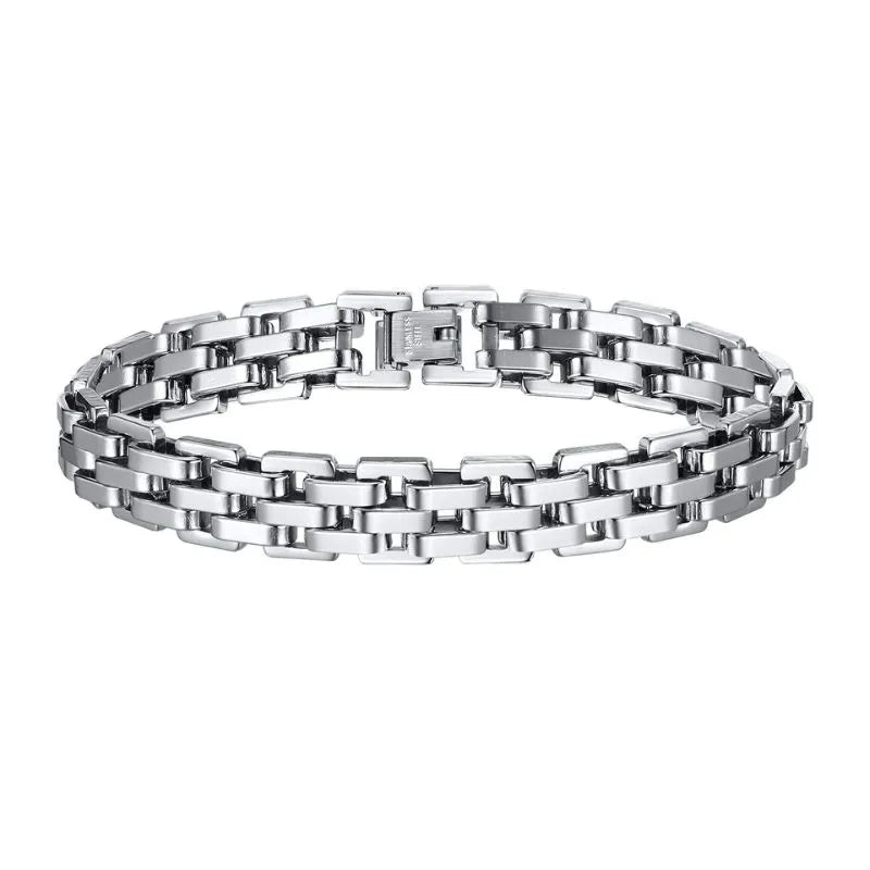 Men's Bracelet Silver – Apex Watchband Link Bracelet crafted from premium stainless steel with a polished silver finish.