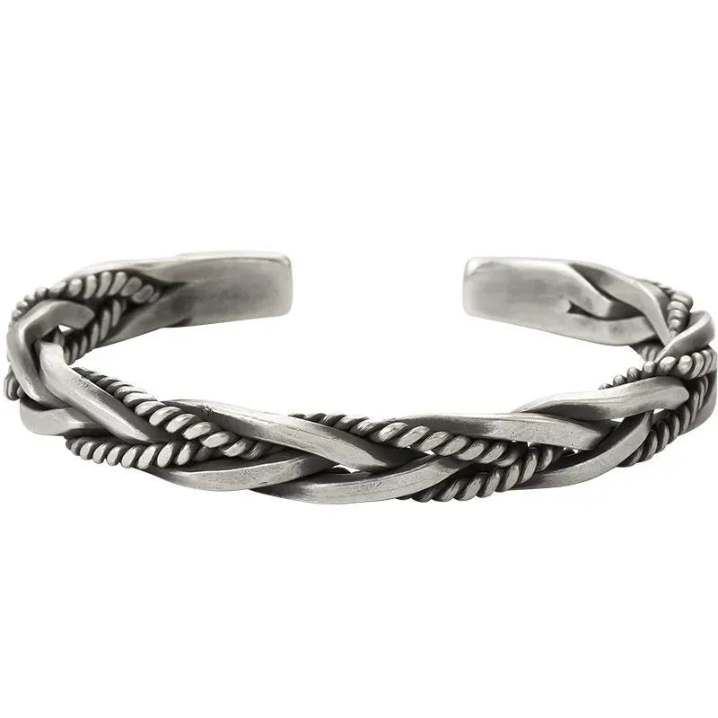 Premium Men's Bracelet Silver featuring a handcrafted twisted cuff in authentic 925 sterling silver for timeless style.