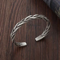 Men's Bracelet Silver – Artisan Twisted Cuff Bracelet crafted from genuine 925 sterling silver with a handcrafted woven design.