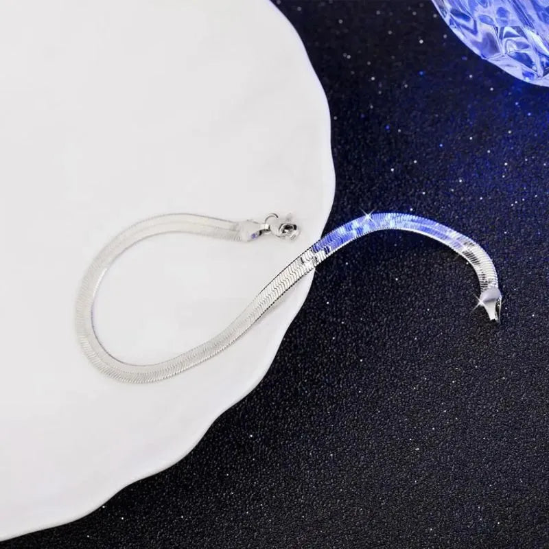 Men's Bracelet Silver – Eclipse Blade Chain Bracelet with a refined flat blade chain for casual and formal wear.