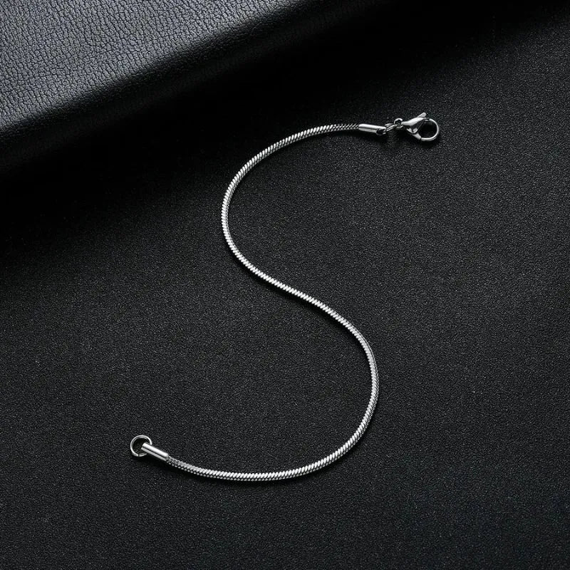 Men's Bracelet Silver with a slim 2 mm snake chain crafted from genuine 925 sterling silver for a timeless minimalist style.