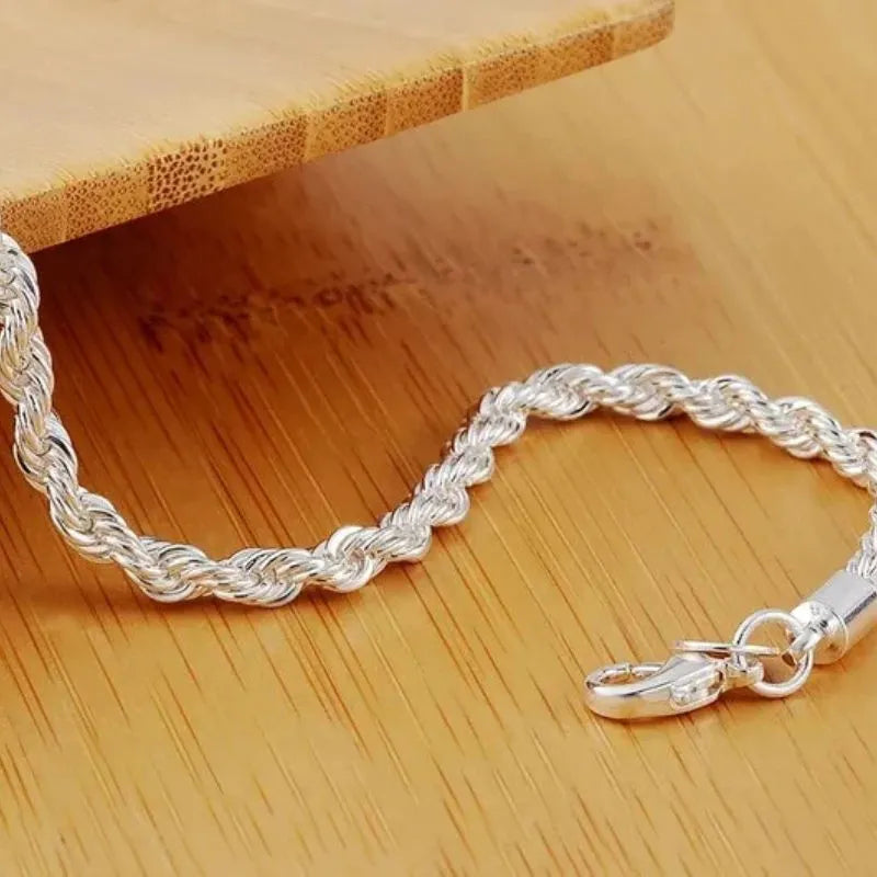 Men's Bracelet Silver – Prestige Twisted Rope Bracelet combining timeless rope chain styling with genuine 925 sterling silver.