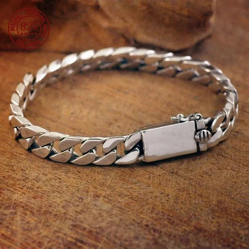 Titan Cuban Link Bracelet with solid silver construction and contemporary Cuban chain design.