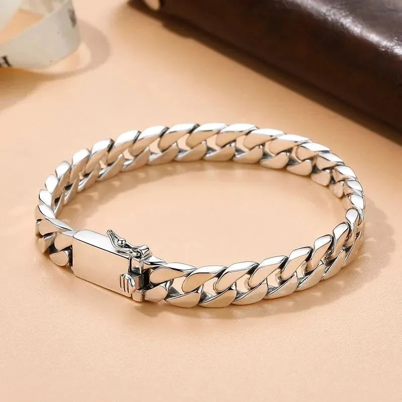 Luxury sterling silver Cuban bracelet designed for men who appreciate timeless style.