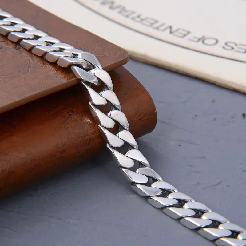 Premium Cuban chain bracelet crafted from genuine 925 sterling silver for men.