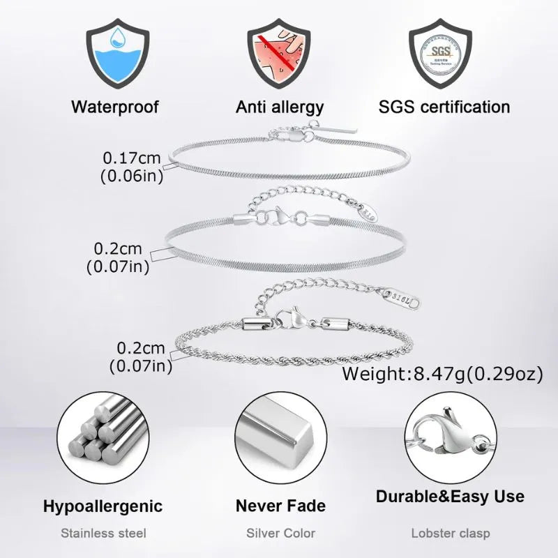 Men's Bracelet Silver – Trinity Chain Bracelet Set ideal for gifting, everyday wear, and contemporary masculine style.