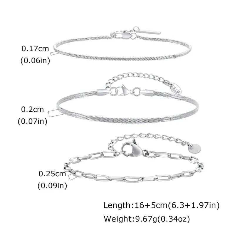 Men's Bracelet Silver – Trinity Chain Bracelet Set with adjustable chain extensions for a comfortable fit.