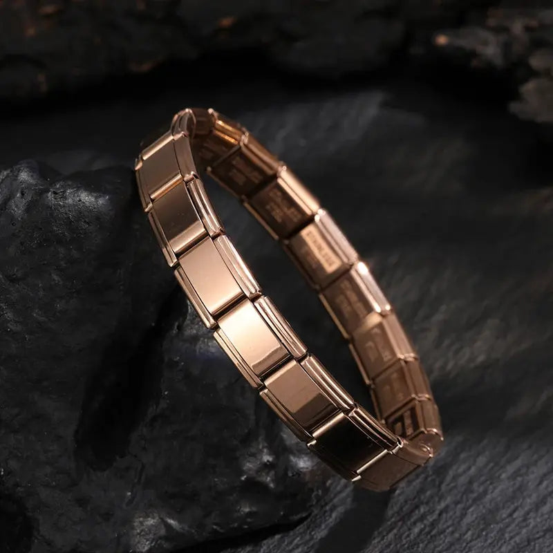 Rose gold stainless steel Italian modular link bracelet