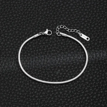 Silver stainless steel square snake bone chain bracelet
